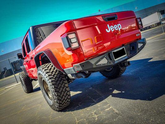 Steel rear bumper for 2018+ Jeep Gladiator by DV8 Offroad, rugged off-road bumper with durable steel construction