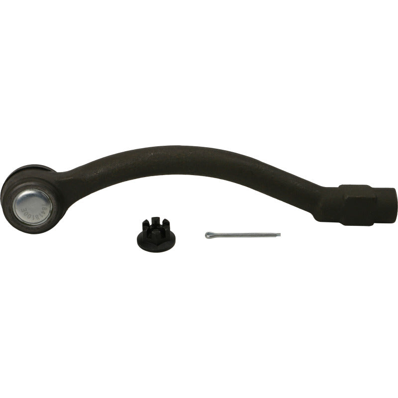 Moog front right outer tie rod end for Kia Soul EV (2015-2019), showing the metal joint and rubber boot for steering connection.