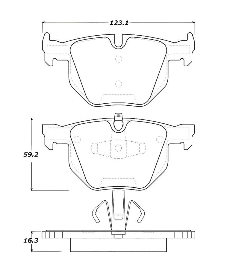 StopTech Street Touring rear brake pads for BMW 330 series (E90), OE quality brake pads designed for BMW 3 Series vehicles.
