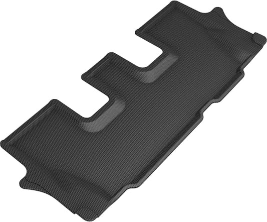 Black 3D MAXpider 2020 Kia Telluride Kagu 3rd row rubber floor mats, durable and custom-fit for vehicle protection.