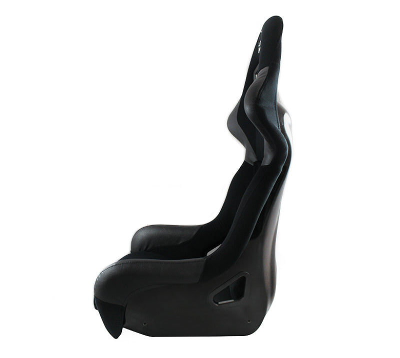 NRG FIA competition race seat with competition fabric and FIA homologation, featuring a free driving position for racing cars.
