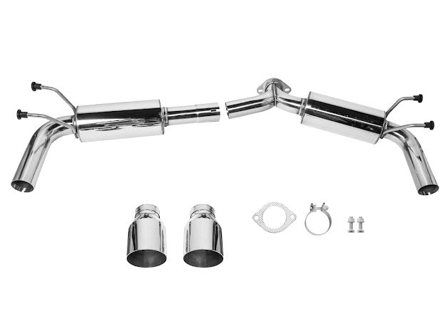 2019-Up Mazda 3 Hatchback | T-304 Dual Muffler Axle Back Burnt Tips Exhaust