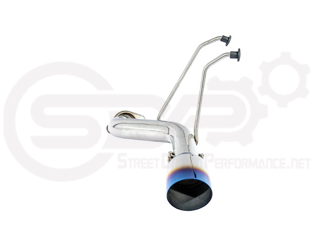 Mazda MX-5 Miata ND 2016-2025 Street Driven Performance axle back exhaust with 4-inch chrome or burnt tips, viewed from side angle.