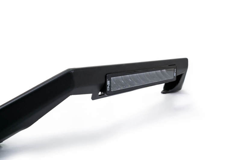 Steel DV8 Offroad bull bar add-on for Ford Bronco bumpers with 13-inch Elite Series light bar, providing rugged front protection.