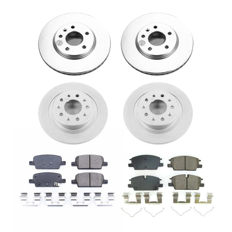 PowerStop Z17 coated brake kit for 2021 Chevrolet Malibu, includes front and rear performance brake components.