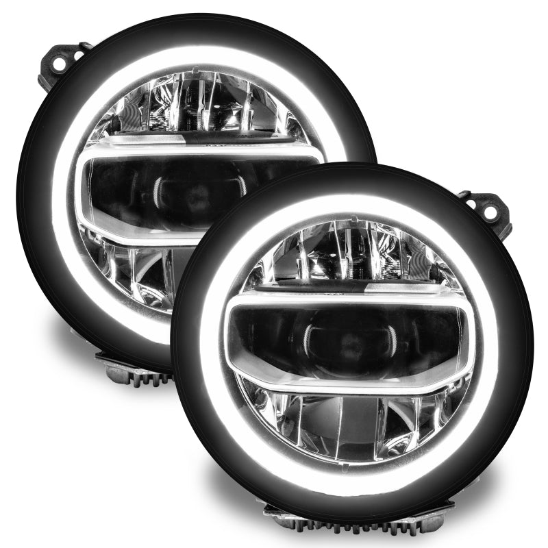 Oracle Lighting RGB+W Headlight DRL Upgrade Kit for Jeep Wrangler JL and Gladiator JT with ColorSHIFT lighting system.