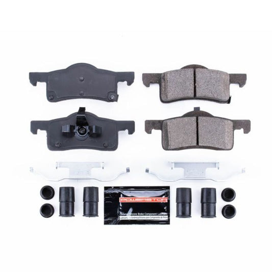 PowerStop Z23 Evolution Sport rear brake pads with hardware installed on a Ford Expedition, performance brake pads for reliable stopping power.