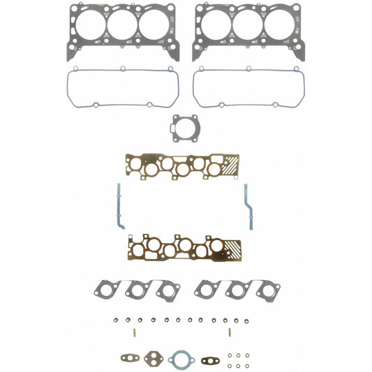 Fel-Pro Ford F-150 PermaTorque engine cylinder head gasket set, showing the gasket and sealing components on a clean surface.