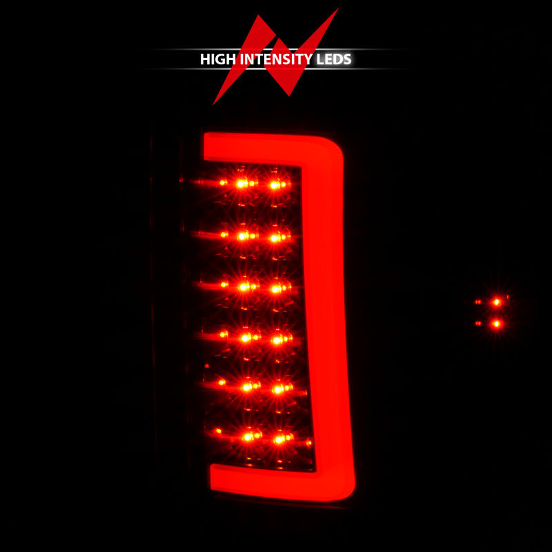 ANZO LED tail lights with light bar for 2007-2013 GMC Sierra, black housing, smoke lens, automotive lighting replacement