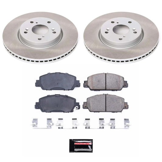 PowerStop front semi-coated brake rotor kit for Honda HR-V 2016-2022, performance blank brake rotors with detailed surface finish.