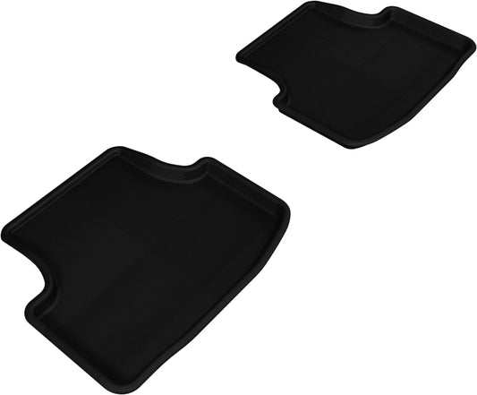 Black 3D MAXpider 2015-2018 Volkswagen Golf Kagu second row rubber floor mats, molded for vehicle protection and style.