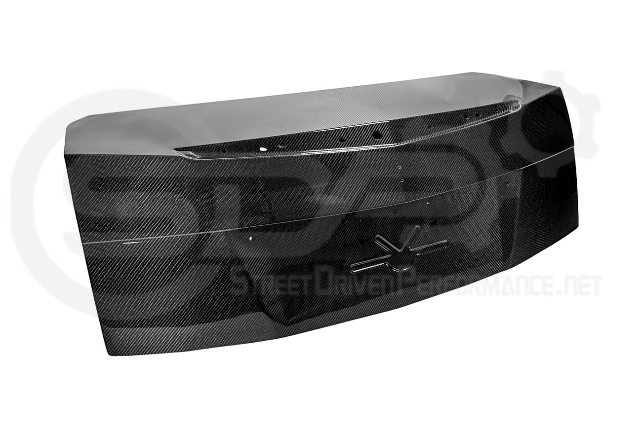 Carbon fiber rear trunk lid replacement for 2009-2015 Cadillac CTS and CTS-V V2 sedan, by Street Driven Performance.