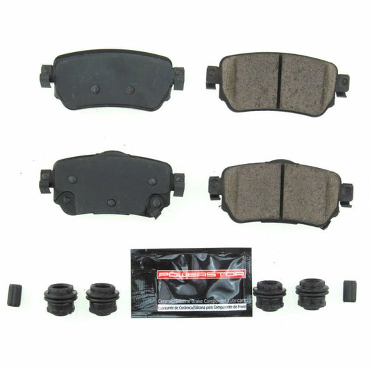 PowerStop Z23 Evolution Sport brake pads for rear of Nissan Leaf 2018-2019, with hardware for performance braking.