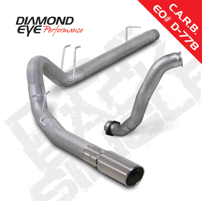 Diamond Eye Performance DPF Back exhaust system for 2008-2010 Ford 6.4L Powerstroke F250/F350, with polished metal and dual exhaust tips.