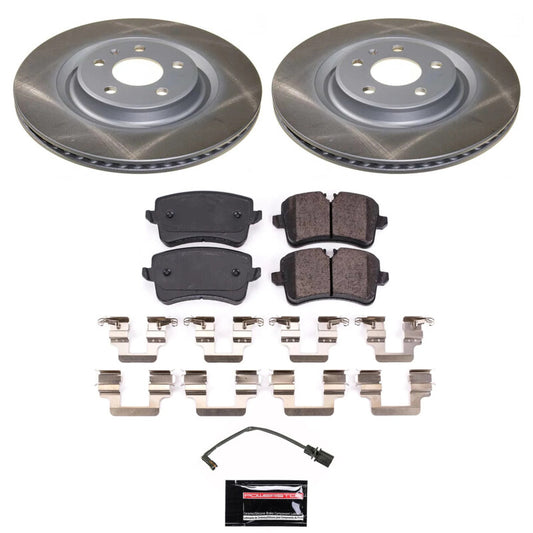 PowerStop rear semi-coated brake rotor kit for Audi A7 Quattro (2013-2018), performance brake components with clean, finished surface.