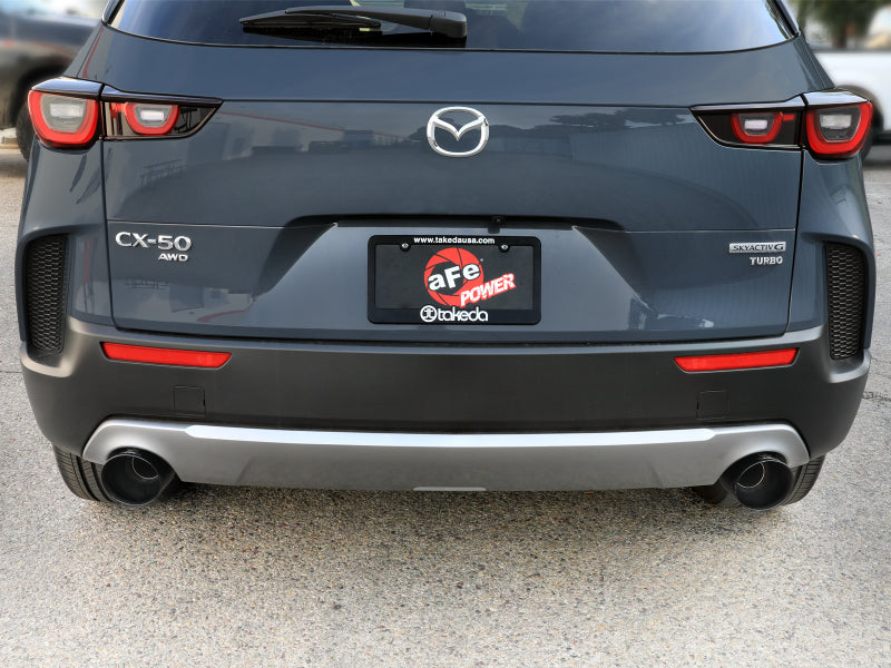 aFe Mazda CX-50 Takeda 2.5-inch stainless steel axle-back exhaust system with black tips for 2023 model.