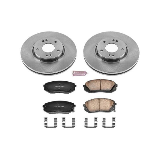 PowerStop OE brake kit for 2012-2016 Kia Sportage front brakes, includes brake pads and rotors, automotive repair parts