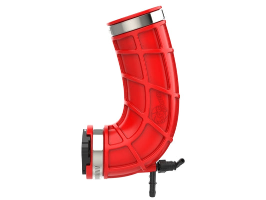 aFe red turbo inlet pipe for enhanced engine airflow, compatible with PN 50-70119, 50-70127, and 50-70131, shown in the image.