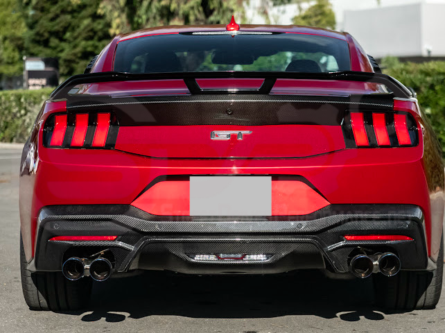 2024-UP FORD MUSTANG | DARKHORSE STYLE GLOSSY BLACK REAR TRUNK LID GURNEY FLAP WICKERBILL WING SPOILER