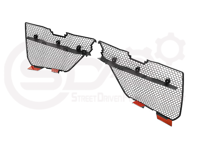 2020+ CHEVROLET CORVETTE C8 STINGRAY & Z51 | FACTORY OEM STYLE GLOSSY BLACK FRONT BUMPER LOWER AIR INLET MESH GRILLE GUARDS