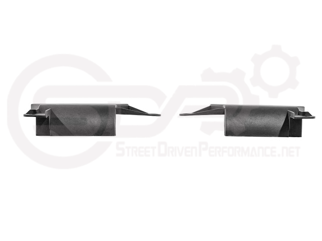 Pair of Street Driven Performance Chevrolet Corvette C8 underbody air deflector cooling duct scoops, exterior trim for enhanced airflow.
