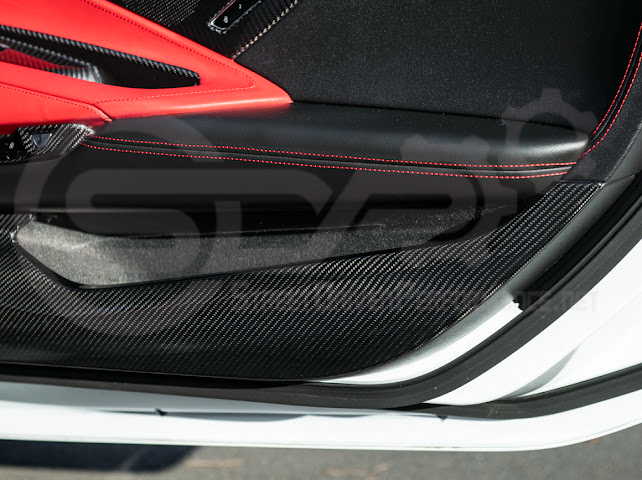 2020-Up Corvette C8 | CARBON FIBER Door Kick Guard Panel Lower Pocket Cover Pair