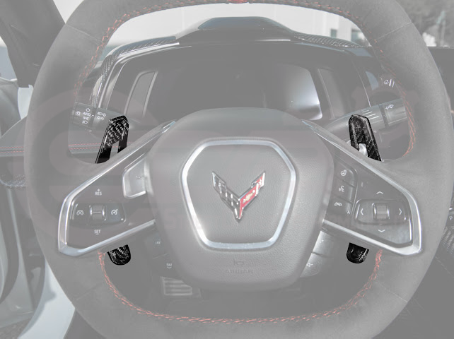2020-UP CHEVROLET CORVETTE C8 | Lamborghini Style CARBON FIBER Steering Wheel Paddle Shifters