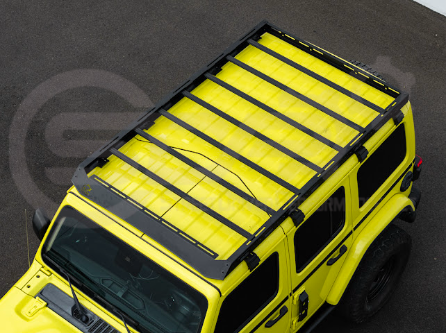 2018-UP JEEP WRANGLER JL & 2020-PRESENT JEEP GLADIATOR JT | CARBON STEEL BLACK TOP ROOF CARGO RACK (FULL & HALF LENGTH)