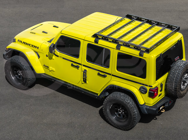 2018-UP JEEP WRANGLER JL & 2020-PRESENT JEEP GLADIATOR JT | CARBON STEEL BLACK TOP ROOF CARGO RACK (FULL & HALF LENGTH)