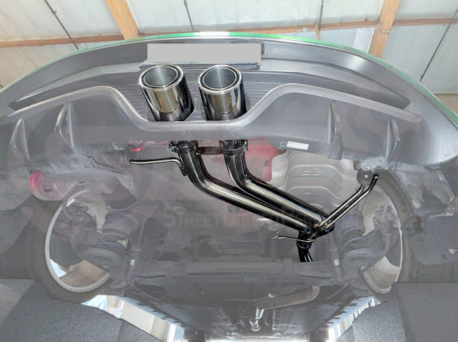 Hyundai Veloster Turbo 2013-2018 exhaust axle back dual 4-inch muffler delete with chrome or burnt tips, by Street Driven Performance.