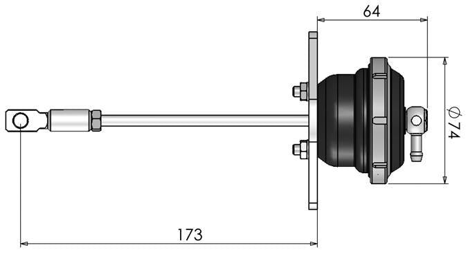 Turbosmart IWG75 black internal wastegate actuator for Mitsubishi EVO 10, 24 PSI, automotive turbocharger part.