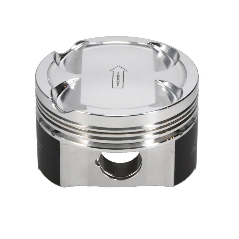 Manley Performance forged piston set for 93-98 Toyota Supra Turbo 2JZGTE, 86mm bore, 6-cylinder engine, with rings visible