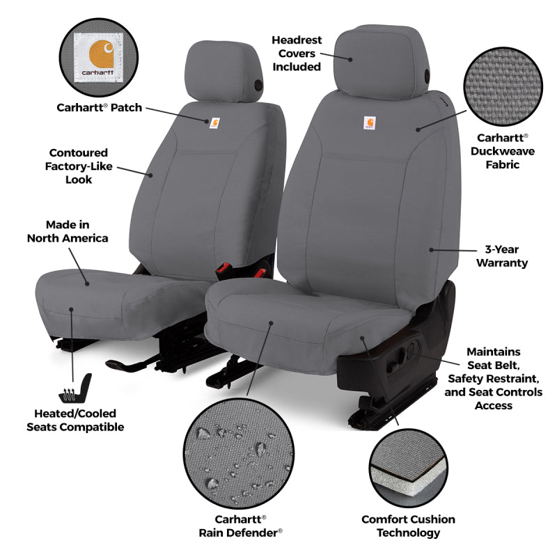 Covercraft Carhartt PrecisionFit second row seat covers for Toyota Corolla, durable custom-fit fabric protection