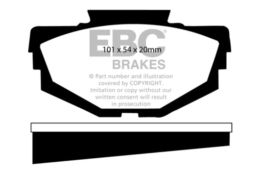 EBC Greenstuff front brake pads for Austin America 1968-1971, high-performance brake pads with green friction material.