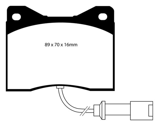 EBC Redstuff front brake pads for BMW M1 3.5 from 1978-1982, high-performance automotive brake pads shown in the image.