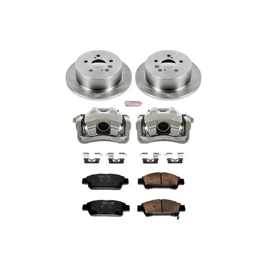 PowerStop OE rear brake kit with calipers for 2004-2010 Toyota Sienna, includes brake rotors and hardware.
