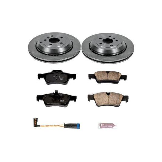 PowerStop OE rear brake kit for 2005-2006 Mercedes-Benz G55 AMG with brake pads and rotors installed.