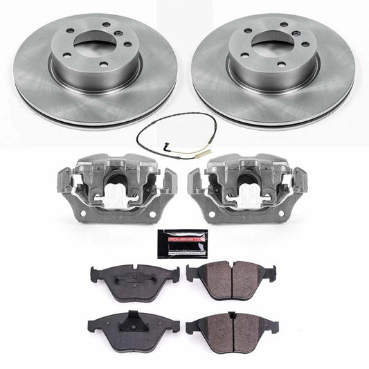 PowerStop OE brake kit with front calipers for 2009-2010 BMW 328i xDrive, including brake rotors and hardware.
