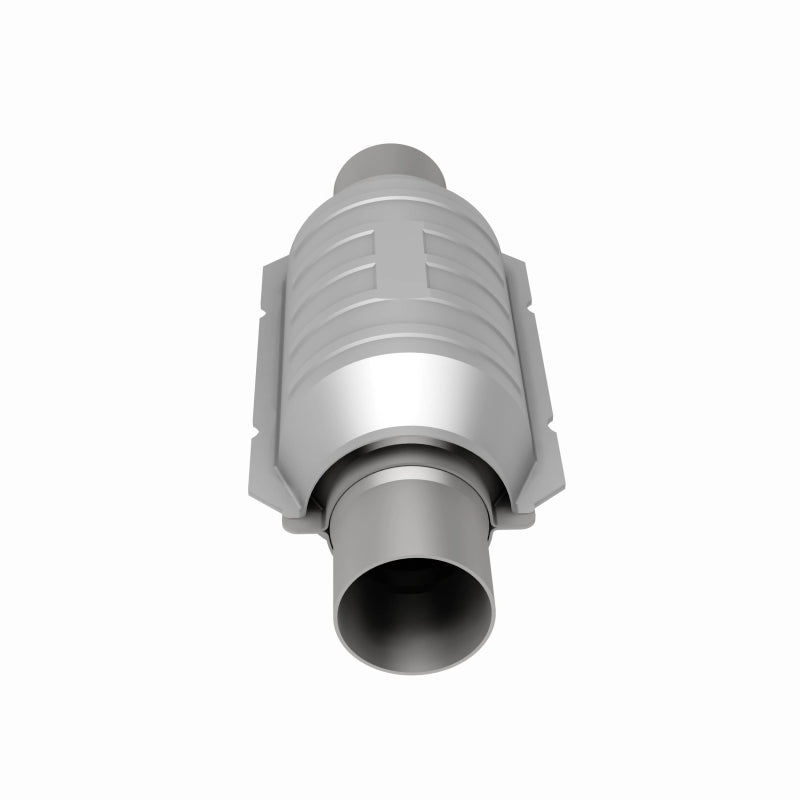 MagnaFlow universal catalytic converter, 2.25-inch, OEM CARB compliant, with stainless steel construction and universal fit for vehicles.