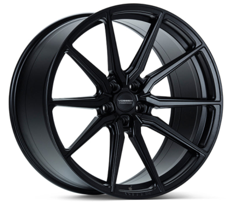 Vossen HF-3 forged satin black 24-inch wheel with 5x150 bolt pattern, 10-inch width, ET32 deep face design.