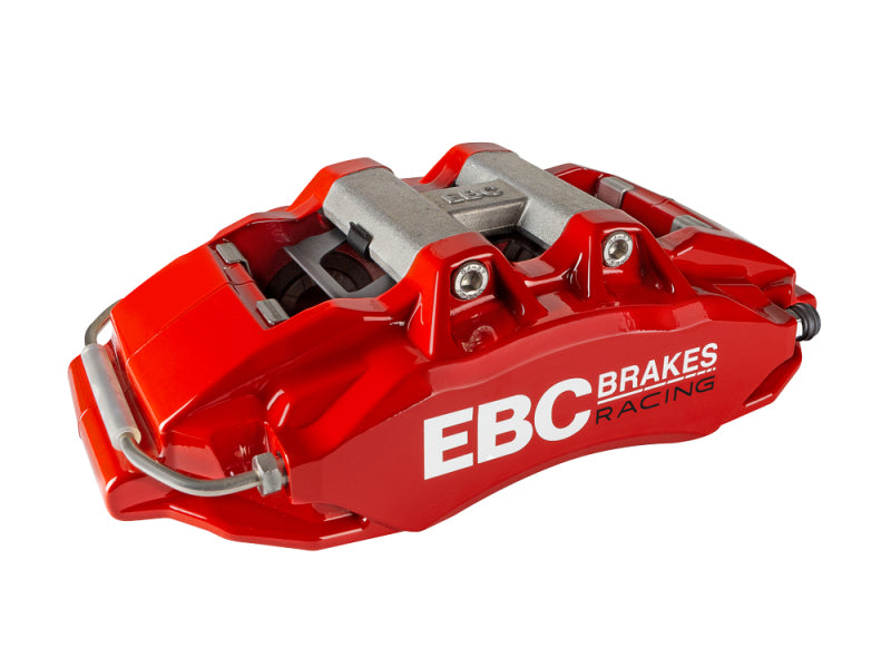 EBC Racing Apollo-6 red front big brake kit with 380mm rotors on a 17-21 Honda Civic Type-R FK8, showcasing calipers and rotors.