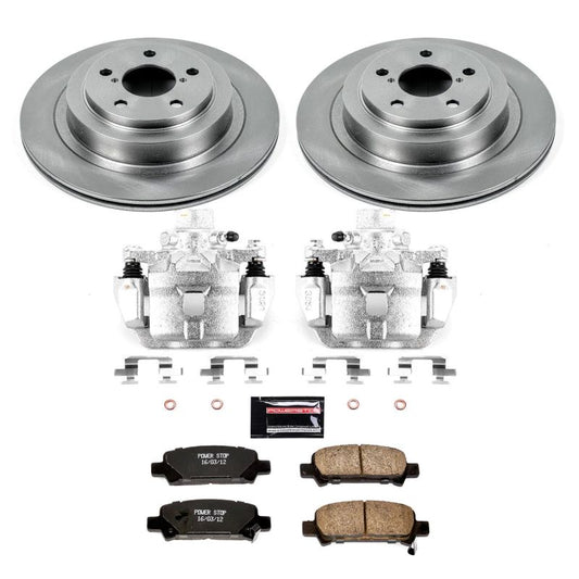 PowerStop OE rear brake kit with calipers for 2005-2009 Subaru Legacy, includes brake rotors and calipers for reliable stopping power.