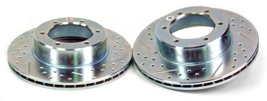 Baer Brakes front slot and drilled performance brake rotors for 2005-2013 Chevrolet Corvette, showcasing drilled and slotted design