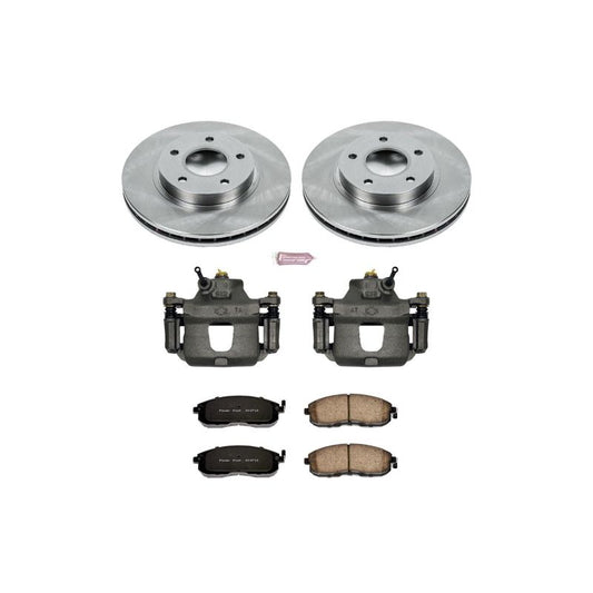 PowerStop OE front brake kit with calipers for 1999 Nissan Maxima, includes brake rotors and pads for improved stopping power.