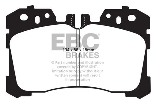 EBC 07+ Lexus LS460 4.6 Redstuff performance front brake pads, high-performance automotive brake components.