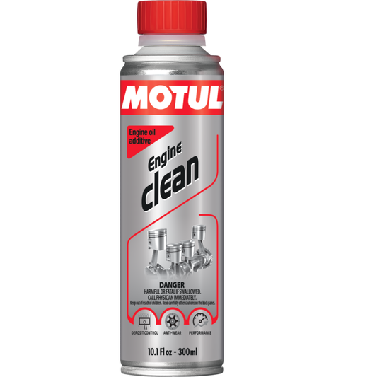 Motul 300ml engine clean auto additive bottle, automotive engine additive for cleaning and enhancing engine performance.