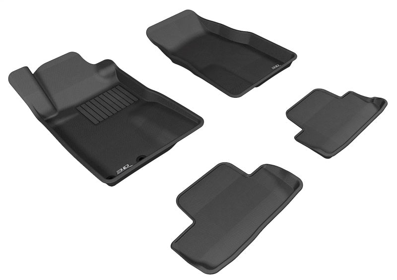 3D MAXpider Ford Mustang 2005-2009 Kagu black rubber floor mats with 2 eyelets, custom fit for vehicle protection and style.