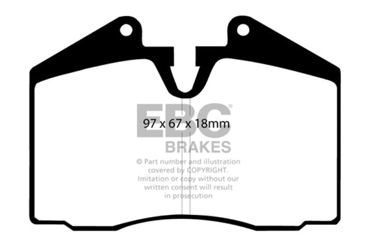 EBC Greenstuff rear brake pads for Porsche 928 5.0, performance brake pads installed on the vehicle's rear brakes.