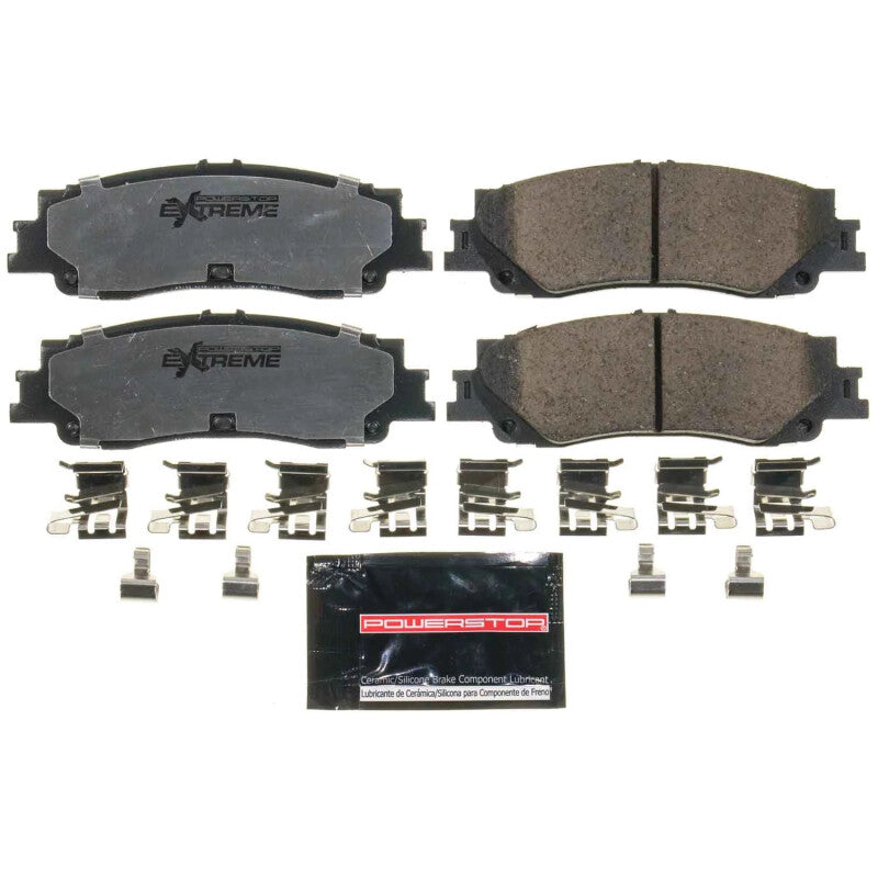PowerStop rear Z36 performance brake pads with hardware for 2022 Lexus LX600, designed for truck and tow braking performance.
