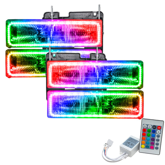 Oracle Lighting Chevrolet C10 SMD Headlights with ColorSHIFT and simple controller, showcasing customizable LED lighting on the vehicle